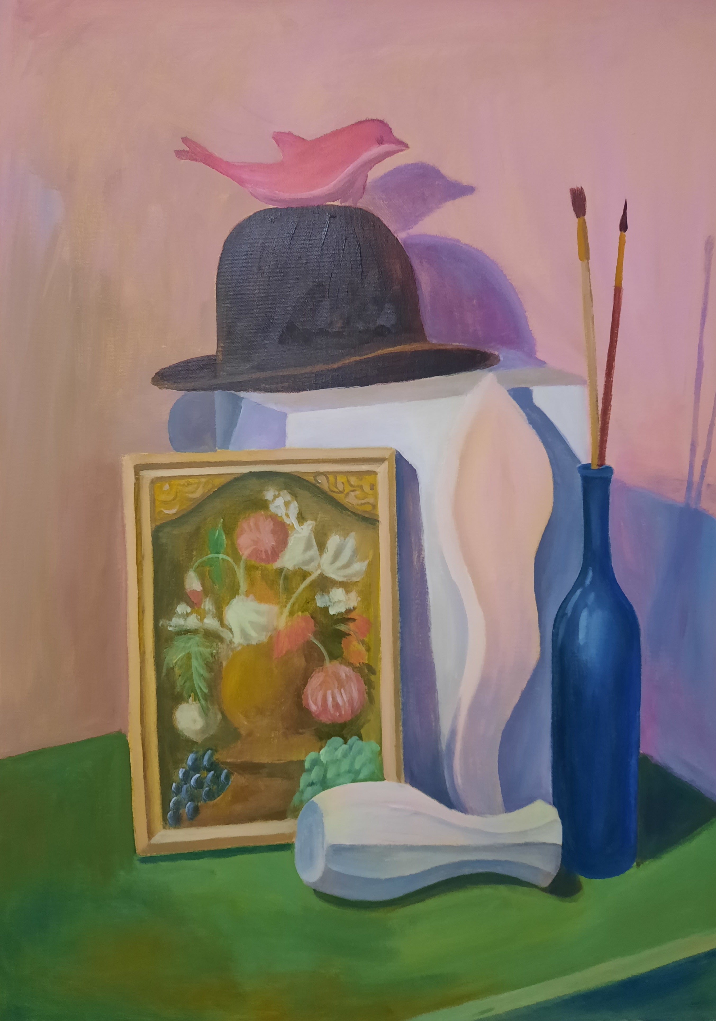 "Still life with black hat"